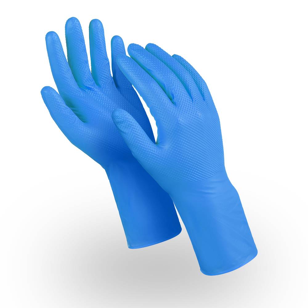 Купить Перчатки ЭКСПЕРТ ТЕХНО (DG-026), нитрил, 0.20 мм, неопудренные, текстура, цвет синий в Москве