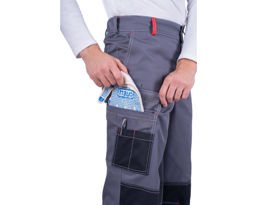 Брюки ТУРБО SAFETY мужские летние сер/крас/чер (БРЮ 401)