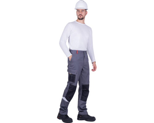 Брюки ТУРБО SAFETY мужские летние сер/крас/чер (БРЮ 401)