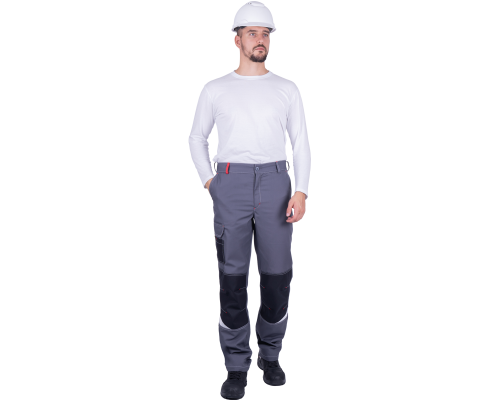 Брюки ТУРБО SAFETY мужские летние сер/крас/чер (БРЮ 401)