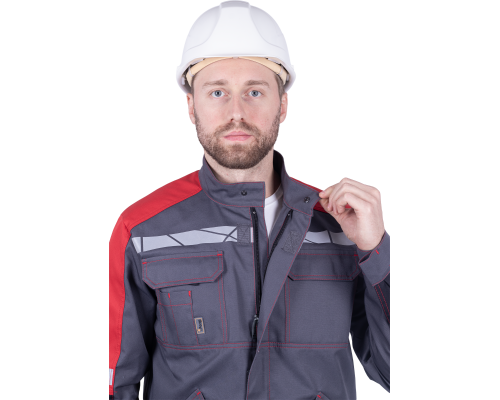 Куртка ХАЙ-ТЕК SAFETY летняя сер/чер/крас (КУР 1600)