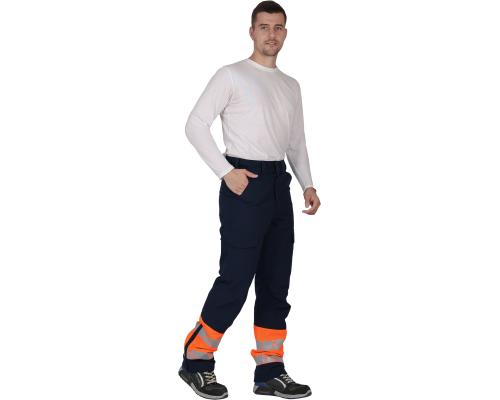 Брюки мужские утепленные ACTIVE синий/флуоресцентный оранжевый (БРЮ 002)