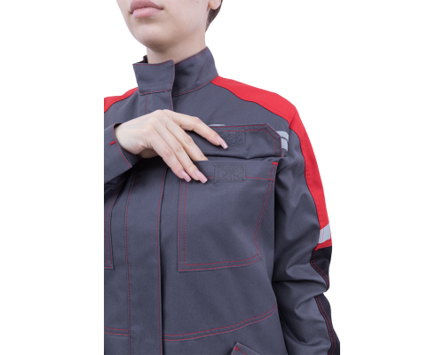 Куртка  женская ХАЙ-ТЕК SAFETY сер/кр/черная (КУР 421)