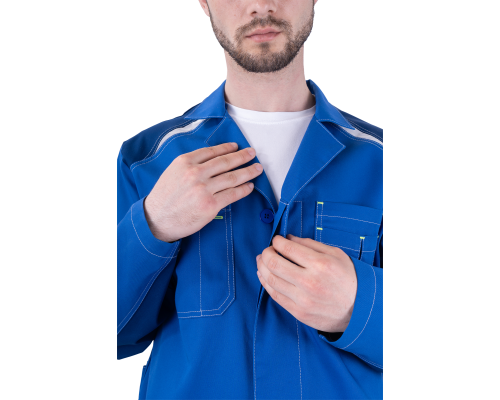 Халат ТУРБО SAFETY летний мужской вас/синий (ХАЛ 555)
