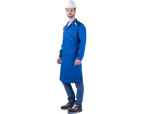 Халат ТУРБО SAFETY летний мужской вас/синий (ХАЛ 555)