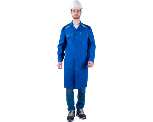 Халат ТУРБО SAFETY летний мужской вас/синий (ХАЛ 555)