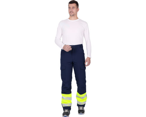 Брюки мужские утепленные ACTIVE синий/флуоресцентный желтый (БРЮ 001)