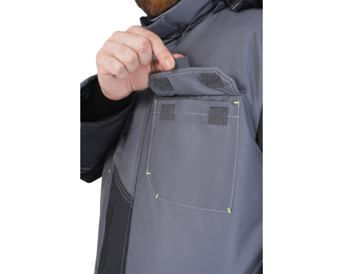 Куртка ЭДВАНС зимняя серый-т.серый-лимон (КУР 662) БОЛЬШИЕ РАЗМЕРЫ