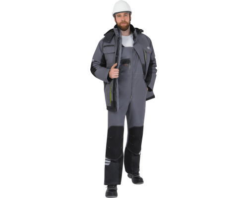 Куртка ЭДВАНС зимняя серый-т.серый-лимон (КУР 662) БОЛЬШИЕ РАЗМЕРЫ