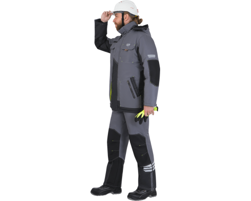 Куртка ЭДВАНС зимняя серый-т.серый-лимон (КУР 662) БОЛЬШИЕ РАЗМЕРЫ