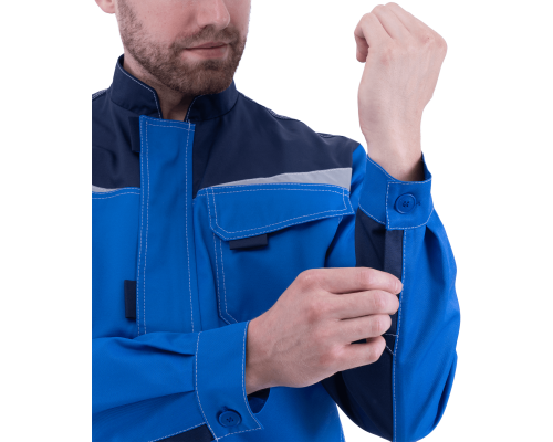 Костюм КМ-10 ЛЮКС (кос 595) василек-т.синий (комплект: куртка и полукомб.)