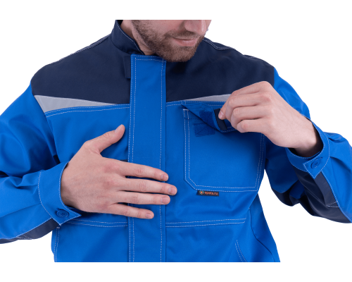 Костюм КМ-10 ЛЮКС (кос 595) василек-т.синий (комплект: куртка и полукомб.)