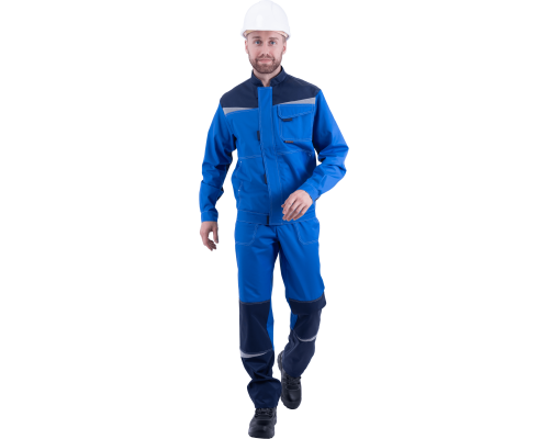 Костюм КМ-10 ЛЮКС (кос 595) василек-т.синий (комплект: куртка и полукомб.)