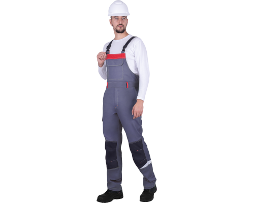 Полукомбинезон ТУРБО SAFETY летний мужской сер/крас/чер (ПКОМ1602)