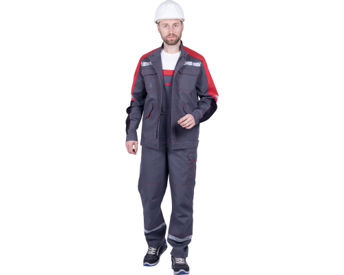 Полукомбинезон ХАЙ-ТЕК SAFETY летнийсер/крас (ПКОМ 1606)