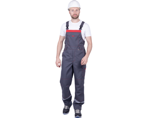 Полукомбинезон ХАЙ-ТЕК SAFETY летнийсер/крас (ПКОМ 1606)