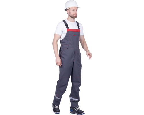 Полукомбинезон ХАЙ-ТЕК SAFETY летнийсер/крас (ПКОМ 1606)