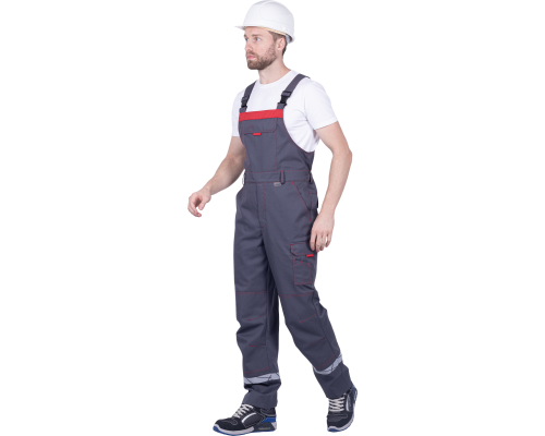 Полукомбинезон ХАЙ-ТЕК SAFETY летнийсер/крас (ПКОМ 1606)