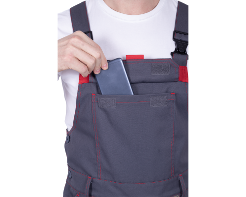 Полукомбинезон ХАЙ-ТЕК SAFETY летнийсер/крас (ПКОМ 1606)