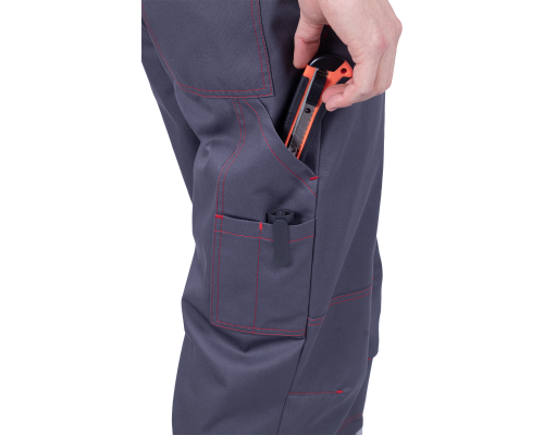 Полукомбинезон ХАЙ-ТЕК SAFETY летнийсер/крас (ПКОМ 1606)