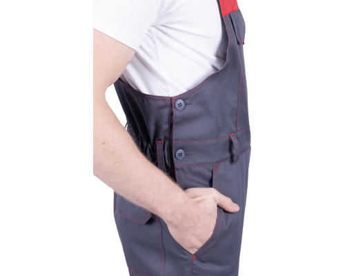 Полукомбинезон ХАЙ-ТЕК SAFETY летнийсер/крас (ПКОМ 1606)