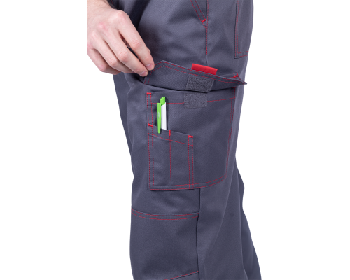 Полукомбинезон ХАЙ-ТЕК SAFETY летнийсер/крас (ПКОМ 1606)