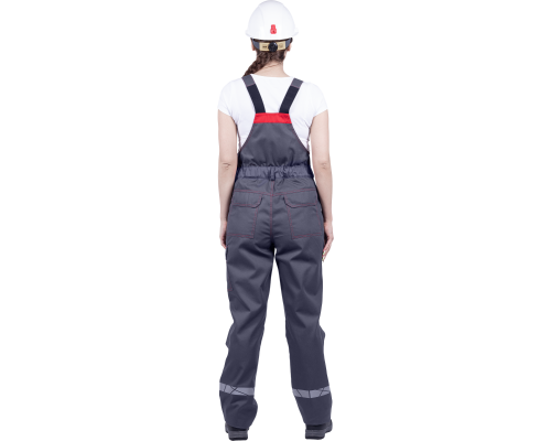 Полукомбинезон женский ХАЙ-ТЕК SAFETY летний сер/крас (ПКОМ 674)