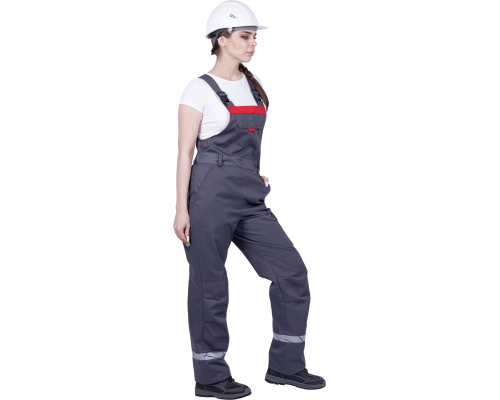 Полукомбинезон женский ХАЙ-ТЕК SAFETY летний сер/крас (ПКОМ 674)