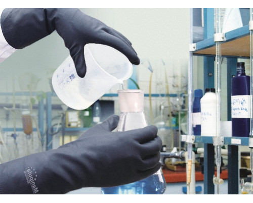 Перчатки КЩС тип 2 (CG-943), латекс, 0.35 мм, 300 мм, без подкладки, цвет черный(L-U-032 Manipula®)