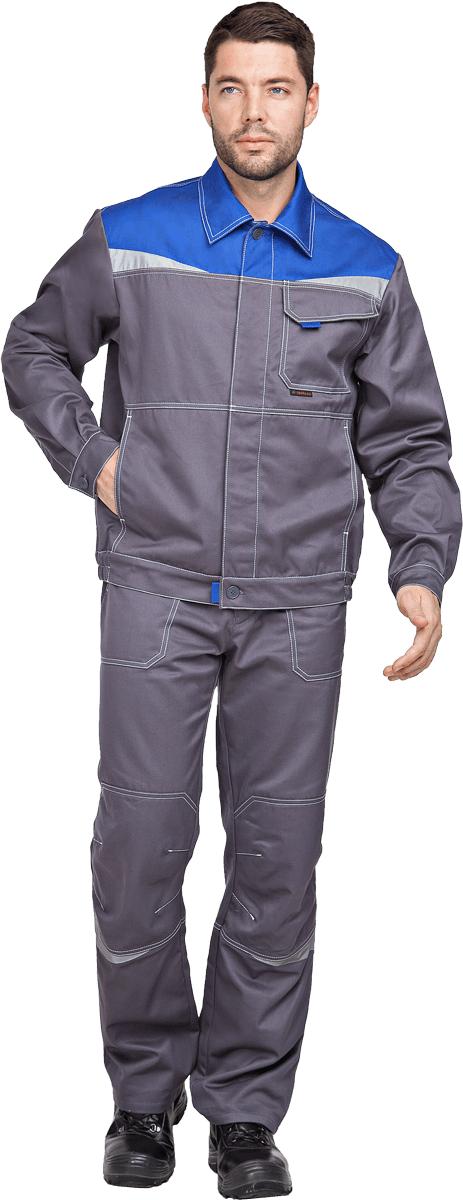 Купить Костюм КАСКАД (кос 592) т.серый-василек (куртка +брюки) в Москве