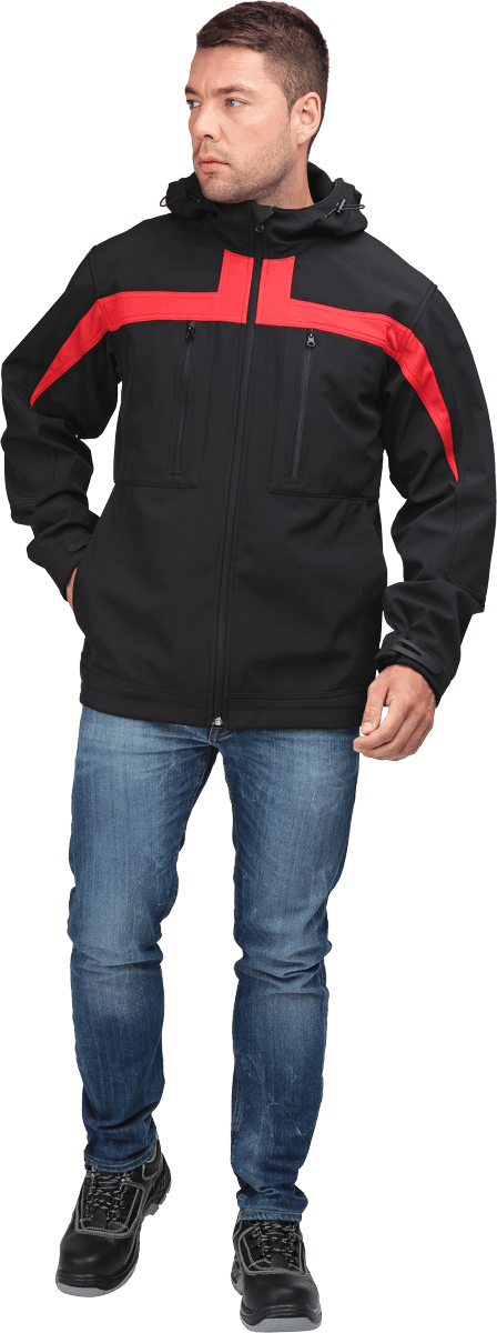Купить Куртка СОФТШЕЛ (Кур 903) чёрный-красный в Москве