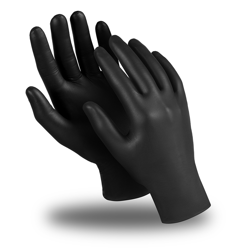 Купить Перчатки ЭКСПЕРТ (DG-023), нитрил 0.12 мм, неопудренные, текстура на пальцах, цвет черный в Москве