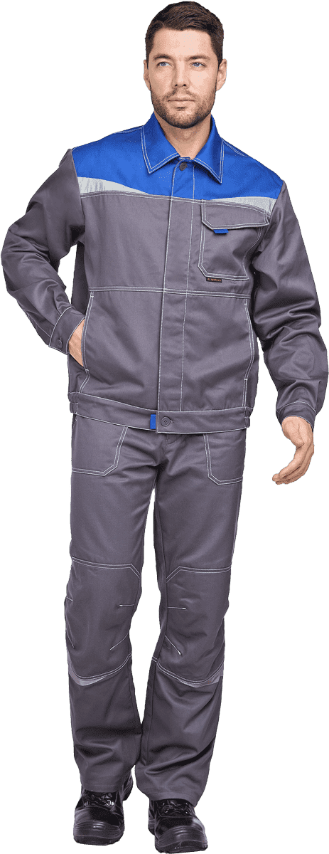 Купить Костюм КАСКАД (большие размеры) (кос 592) т.серый-василек (куртка +брюки) в Москве