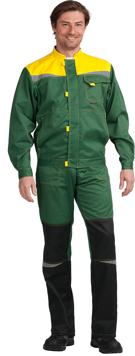 Купить Костюм КМ-10 ЛЮКС (КОС 051) зеленый-желтый (комплект: куртка и полукомб.) в Москве