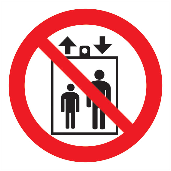 Купить Знак P34 "Запрещается пользоваться лифтом для подъема(спуска) людей", 150x150 мм, пленка в Москве