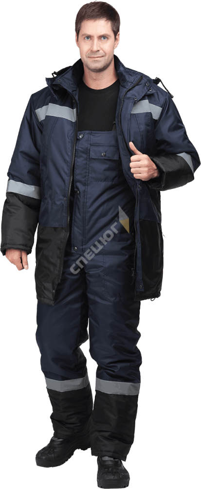 Купить Костюм МЕТЕОР (Кос 604) утепленный (куртка+п/к) т.синий/черный в Москве
