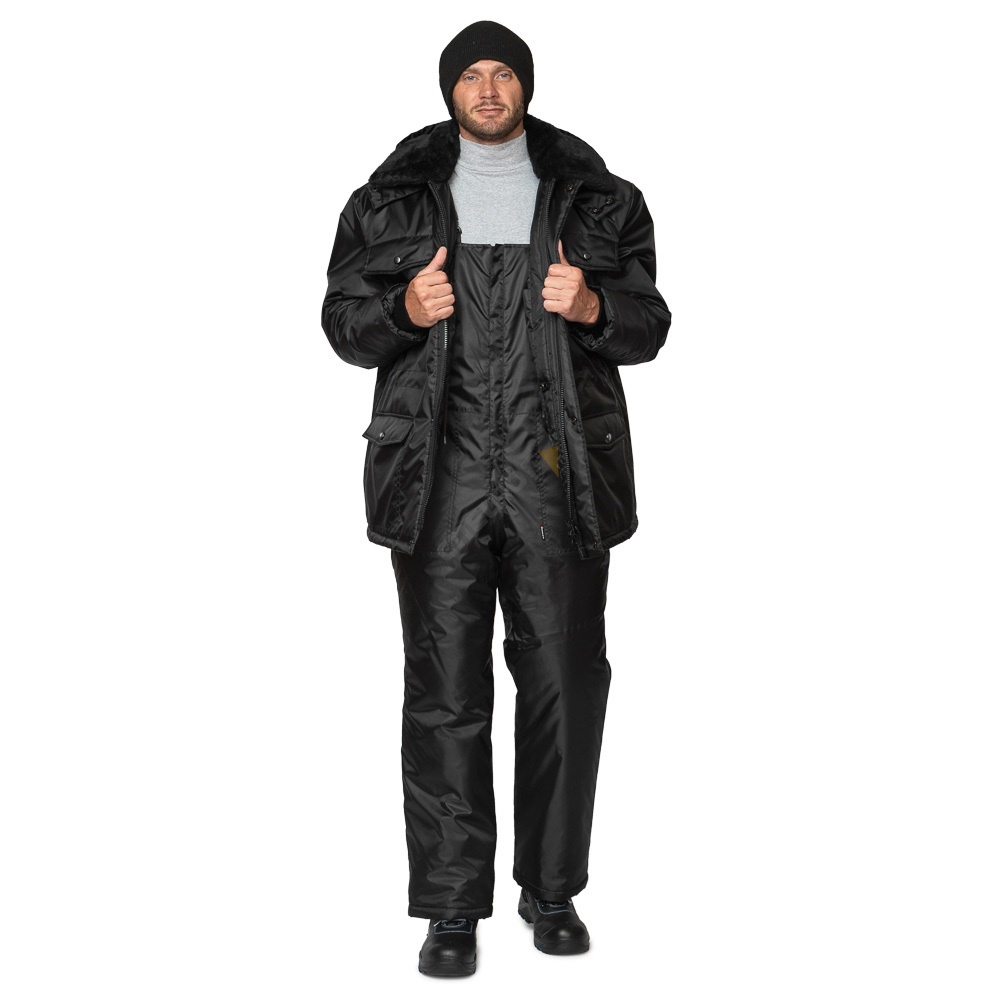 Купить Куртка АЛЬФА NEW утепленная удлиненная для сотрудника охраны цвет: черный в Москве