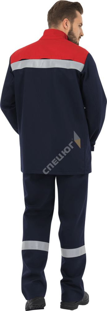 Купить Костюм ГЕФЕСТ 2 (Кос 079) от повышенных температур 1 класс защиты (куртка+брюки) т.синий/красный в Москве
