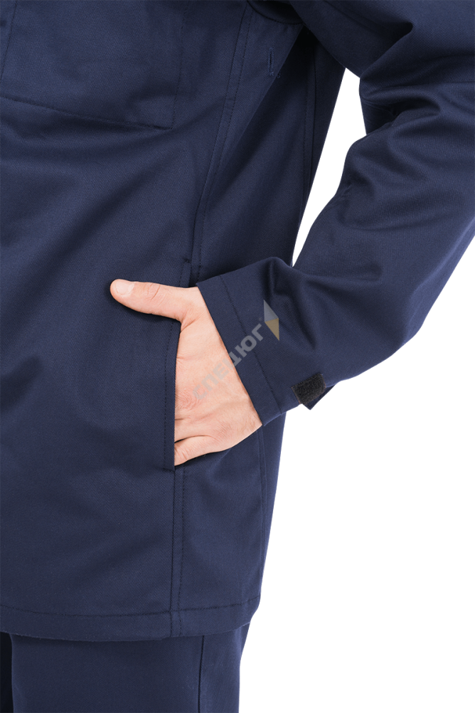 Купить Костюм ГЕФЕСТ 2 (Кос 079) от повышенных температур 1 класс защиты (куртка+брюки) т.синий/красный в Москве