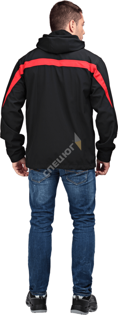Купить Куртка СОФТШЕЛ (Кур 903) чёрный-красный в Москве
