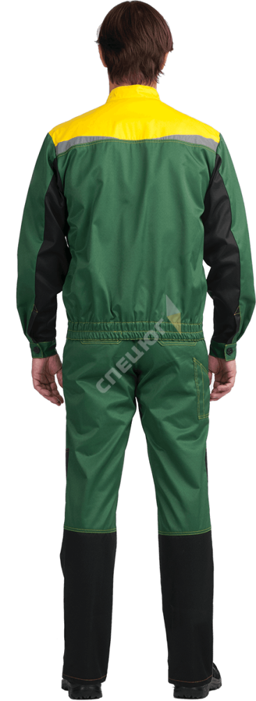 Купить Костюм КМ-10 ЛЮКС (КОС 051) зеленый-желтый (комплект: куртка и полукомб.) в Москве