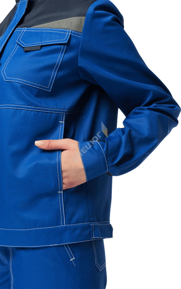Купить Костюм КМ-10 ЛЮКС (кос 065) женский василек-т.синий (комплект: куртка и брюки) в Москве